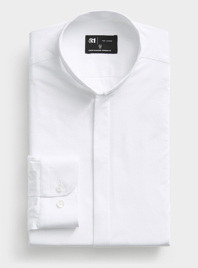 Officer-collar white shirt Modern fit product image 2