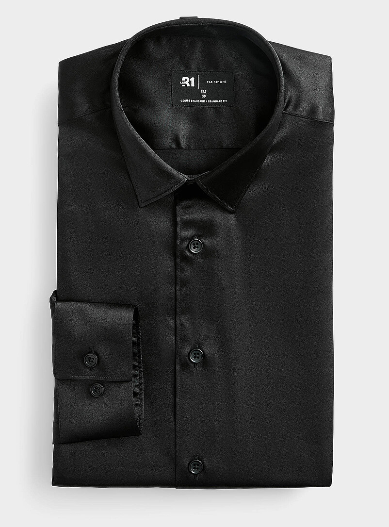Satiny black shirt Standard fit product image (primary)