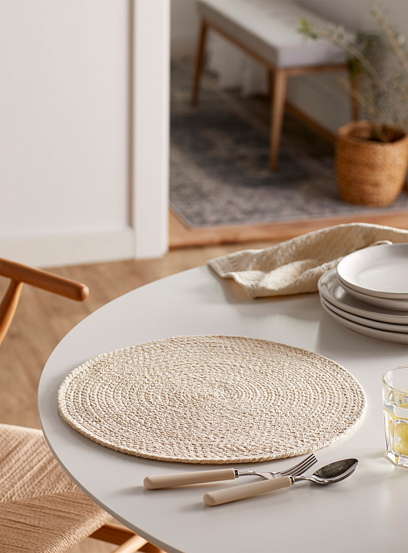 Danica Off White Golden threads braided placemat