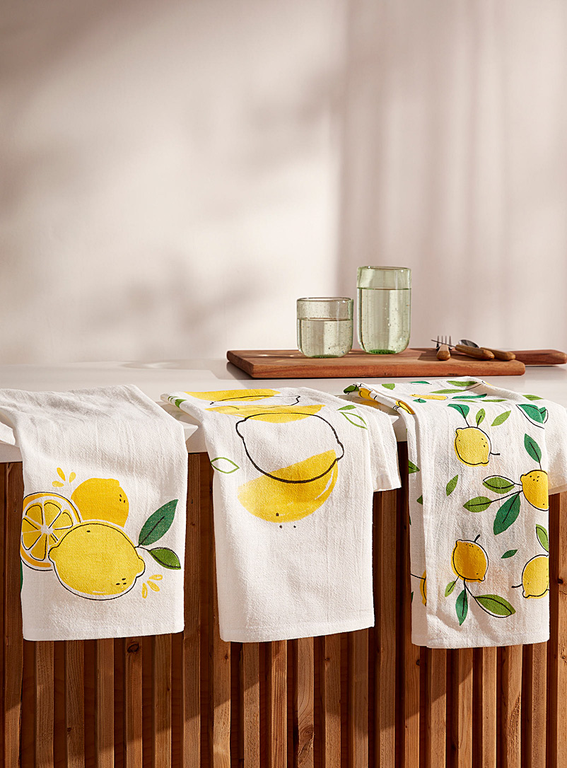 Simons Maison Assorted Fresh lemons tea towels Set of 3