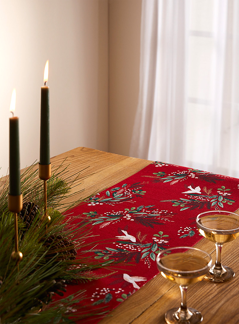 Danica Patterned Red Winter song table runner 33 x 183 cm