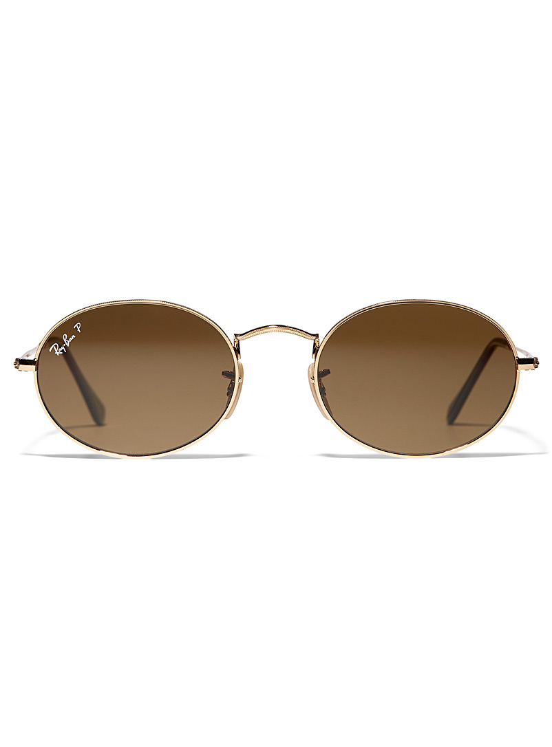 Ray-Ban: Les lunettes de soleil ovales bronze doré Assorti pour homme