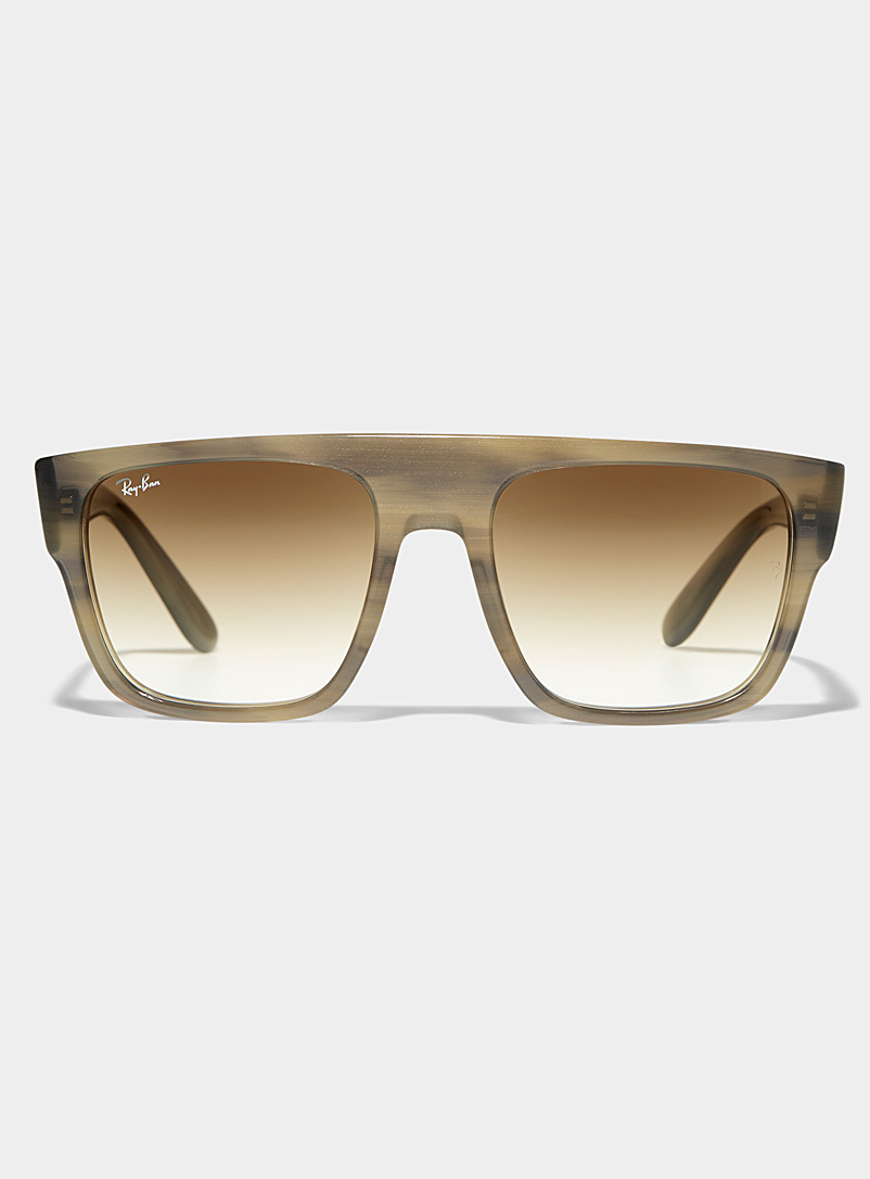 Ray-Ban: Les lunettes de soleil carrées Drifter Brun à motifs pour homme