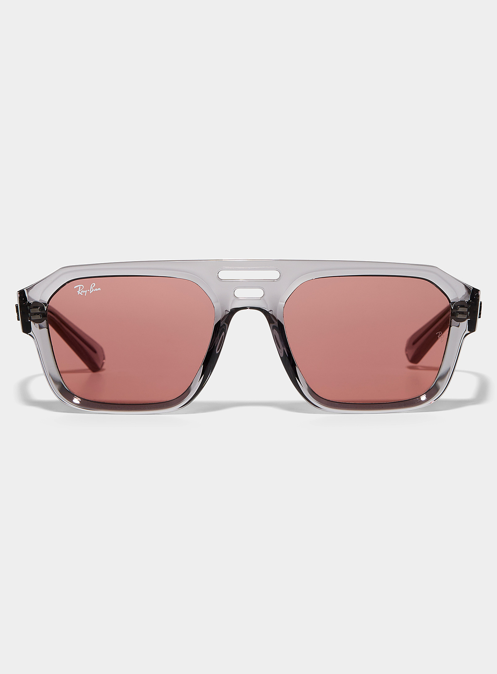 Ray Ban Corrigan Pink Lens Aviator Sunglasses In Grey