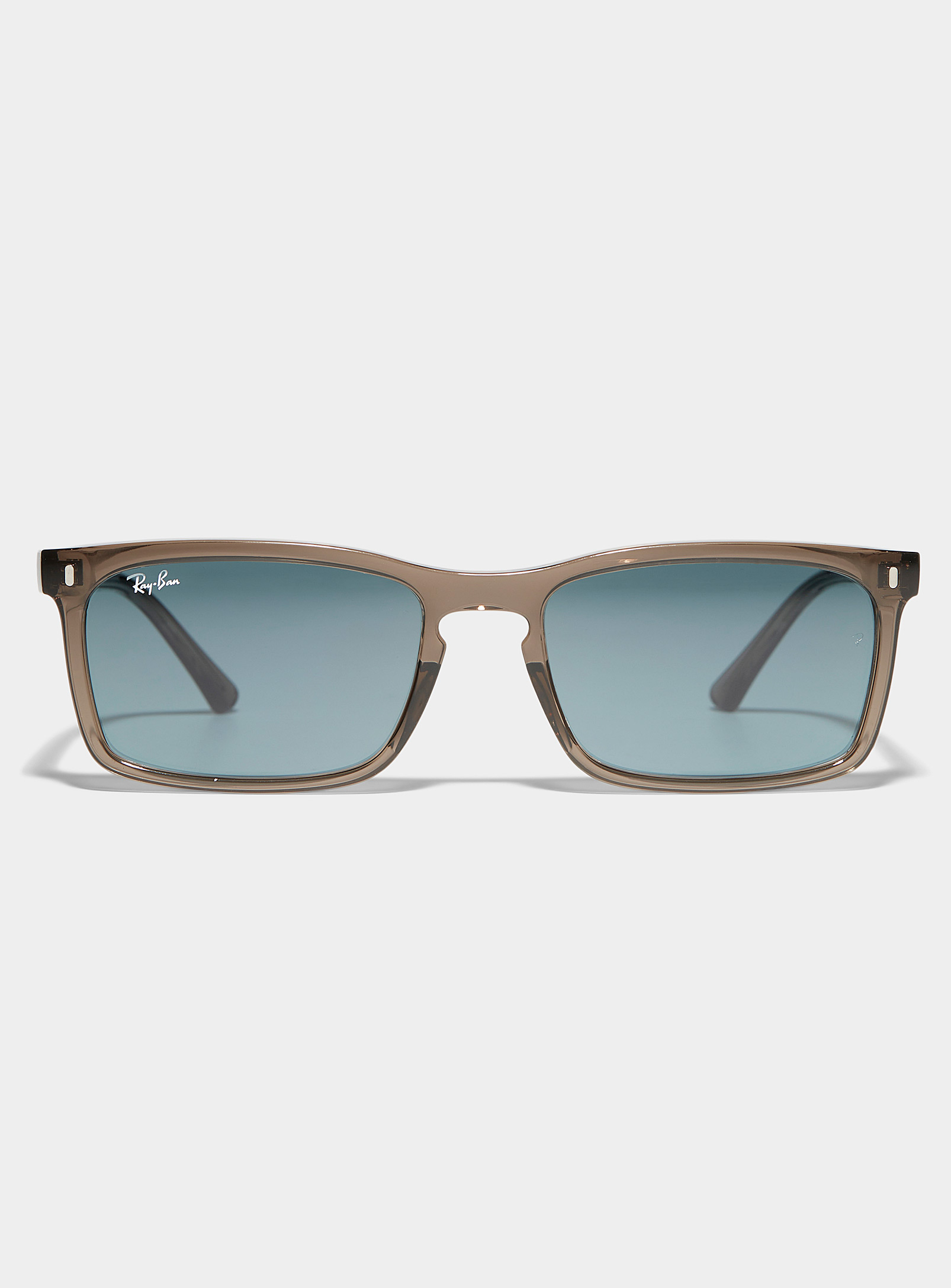 Ray-Ban - Les lunettes de soleil rectangulaires translucides brunes