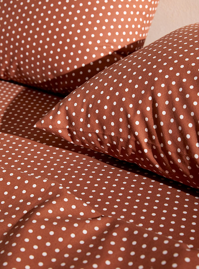 Simons Maison Toast Polka dot flannel sheet Fits mattresses up to 15 in