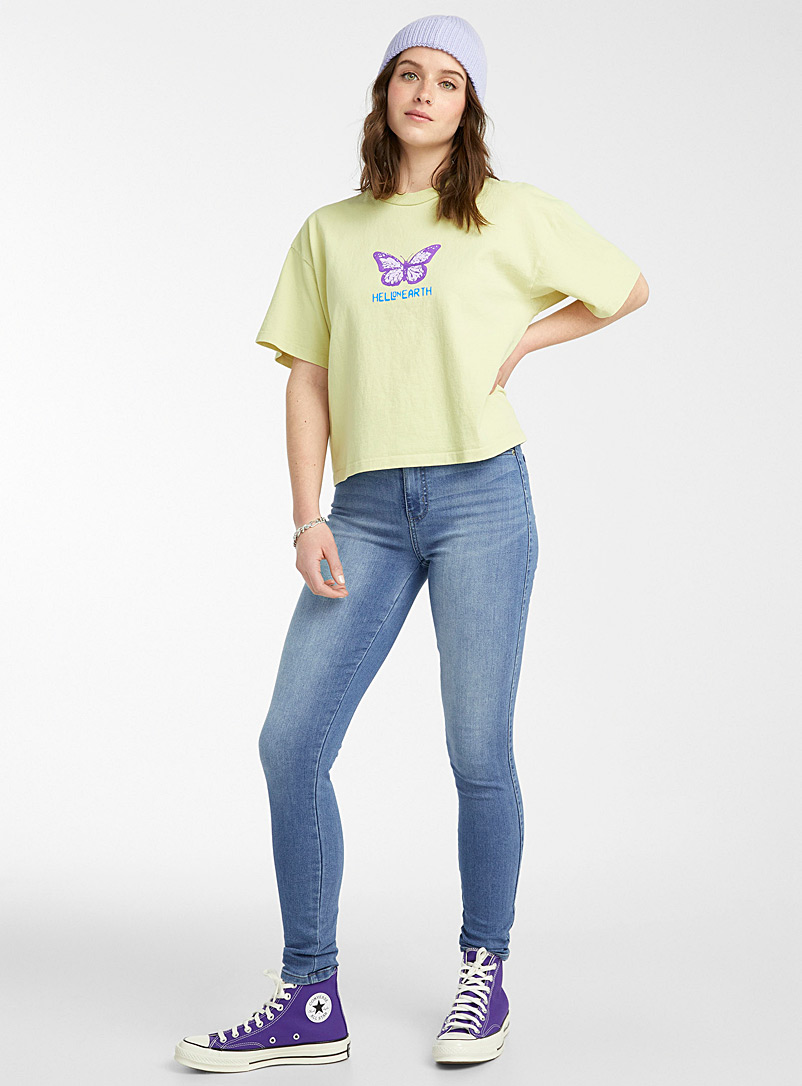 Jean skinny taille haute, extensible - bleu foncé denim used, Classique Jean skinny taille haute, extensible - bleu foncé denim used, Classique