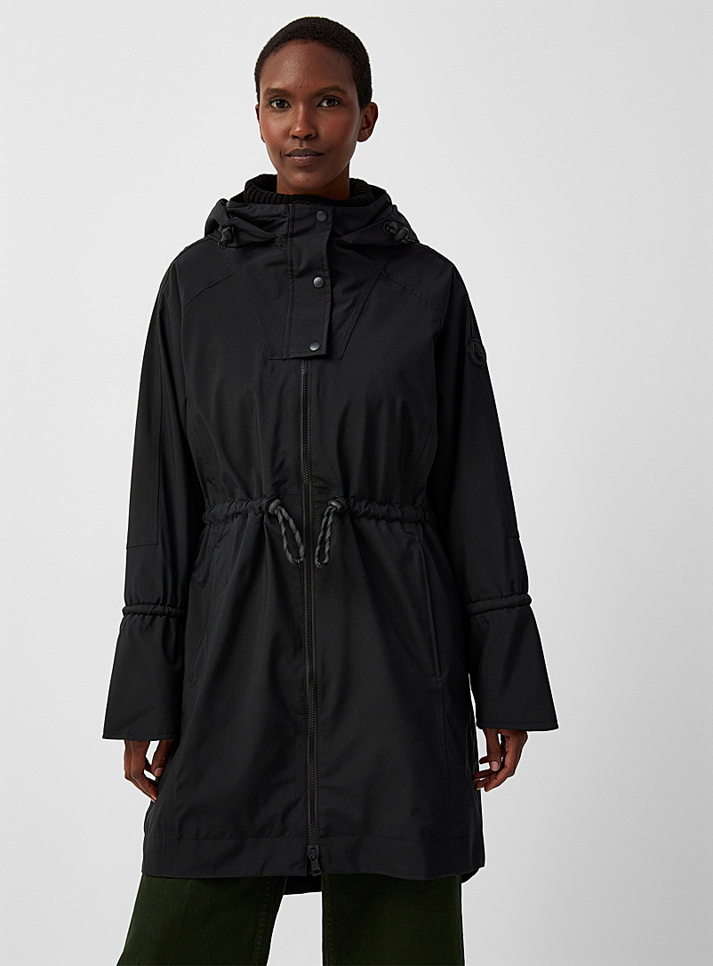 Lolë Black Black Piper drawcord raincoat for women