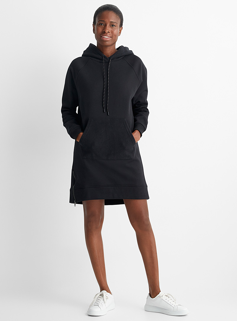Lolë Black Fleece touches hoodie dress for women