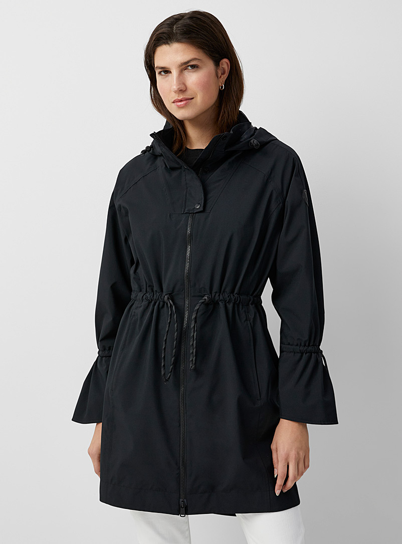 Lolë Black Piper drawcord raincoat for women