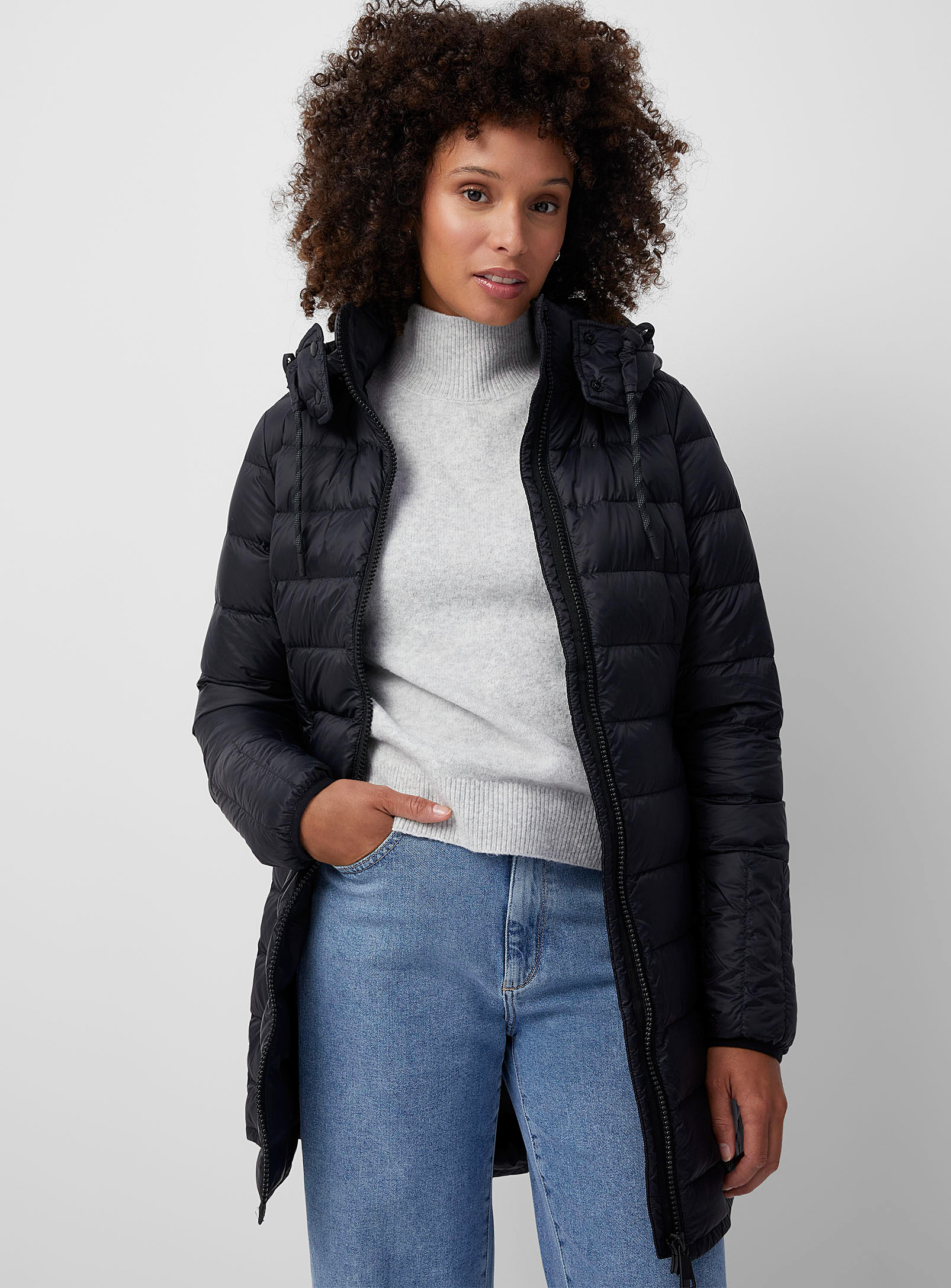 Lole Claudia Hooded Packable Down Jacket In Black