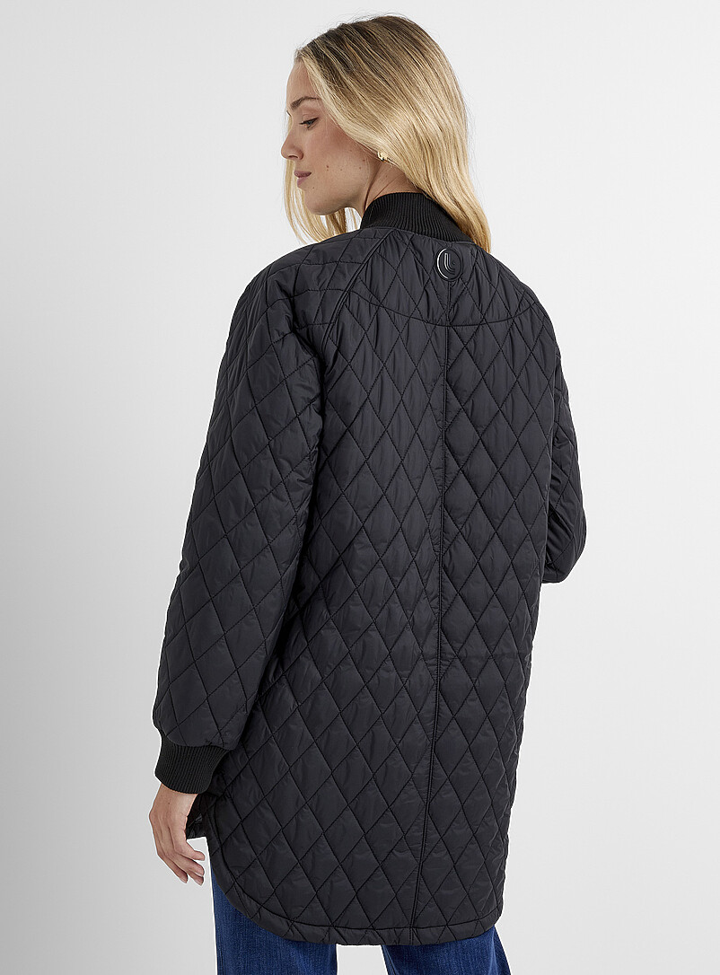 Ribbed-collar quilted diamond puffer jacket product image 2