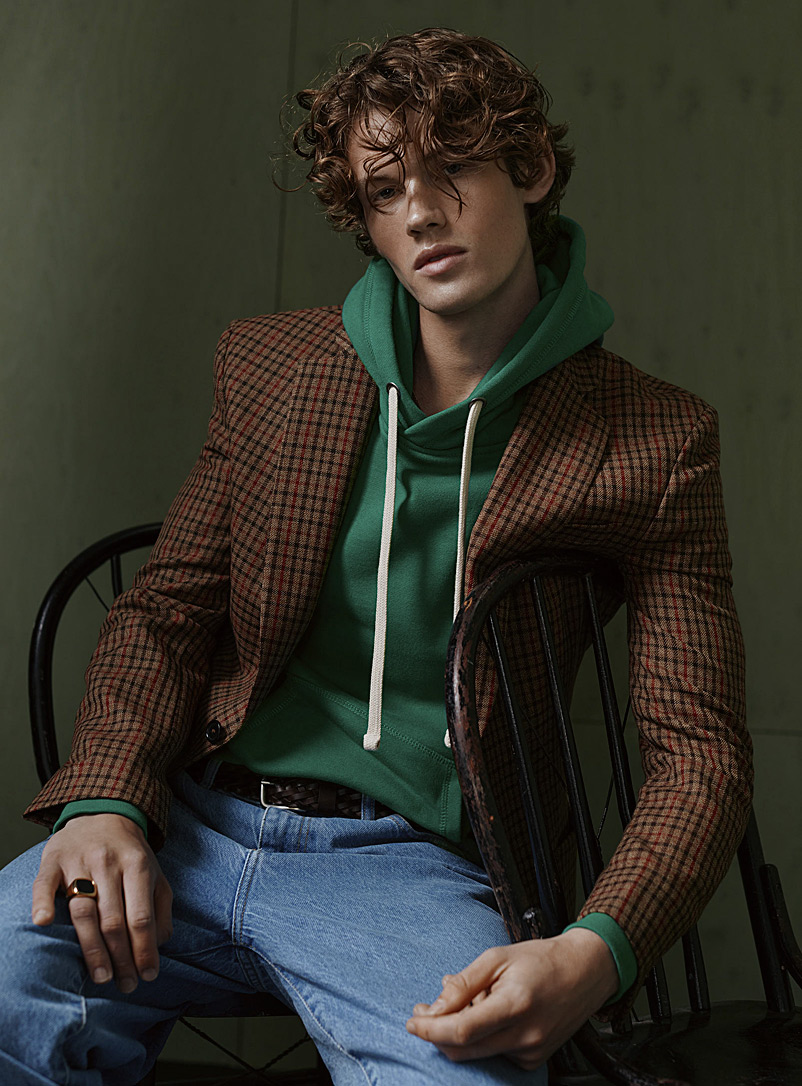 Le 31 Patterned Brown Two-tone plaid jacket London fit - Semi-slim for men
