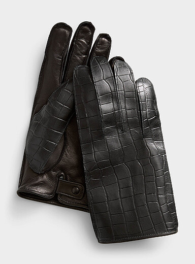Faux-croc leather gloves <b>Exclusive collection from Italy</b>