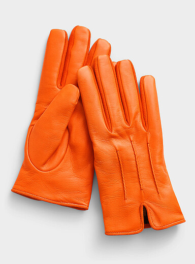 Portolano: Les gants cuir orange <b>Collection exclusive d'Italie</b> Orange pour homme
