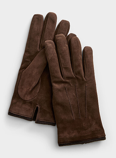 Portolano Chocolate/Espresso Suede and cashmere gloves <b>Exclusive collection from Italy</b> for men