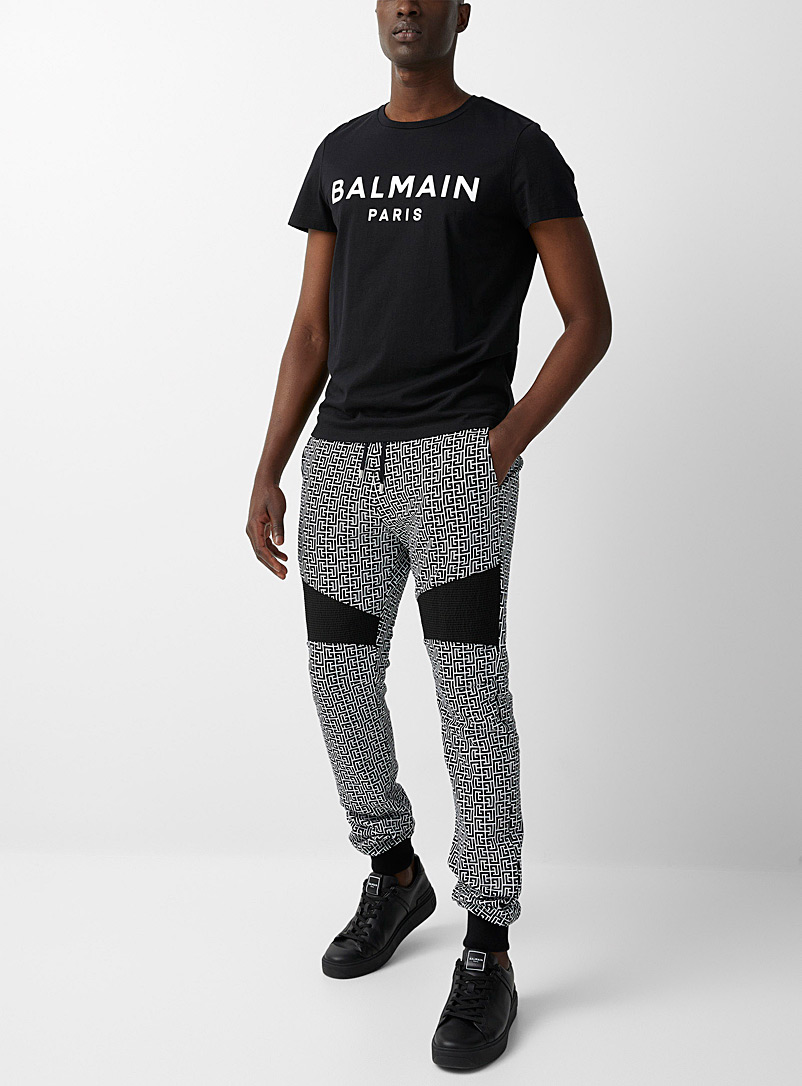 Balmain: Le jogger monogramme blocs côtelées Noir pour homme