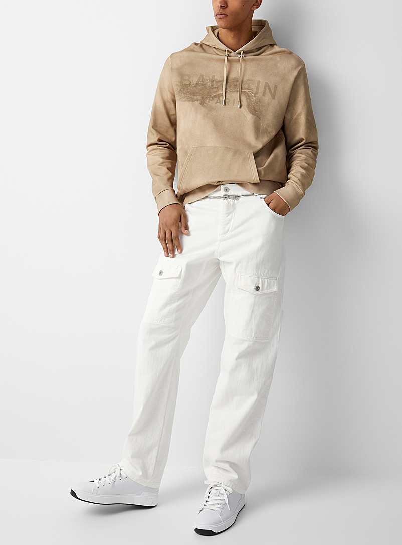 Balmain: Le jean blanc taille zippée Blanc pour homme