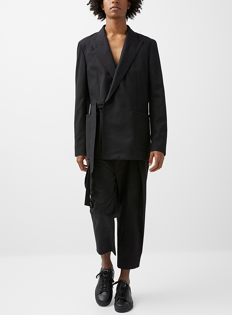 Balmain: Le pantalon noir plis drapés Noir pour homme