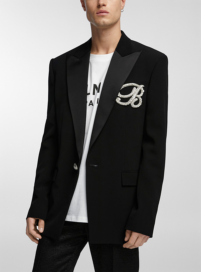 Balmain Black Jewel lettering black jacket for men