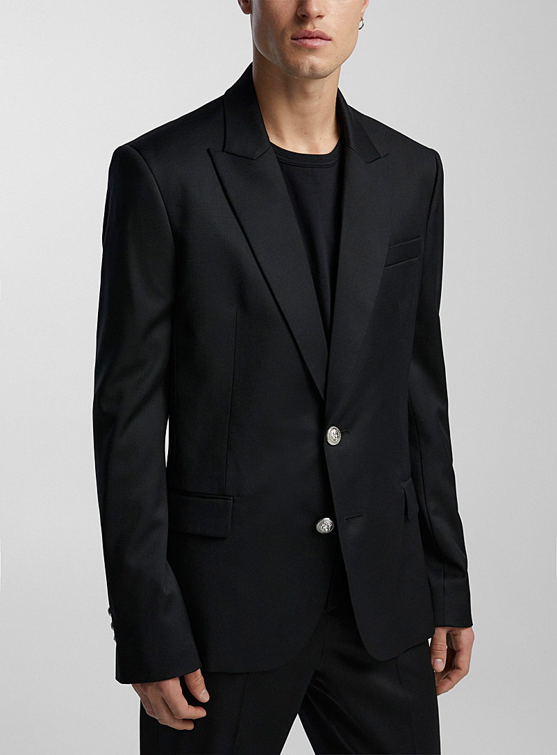 Balmain Black Ornate buttons black jacket for men