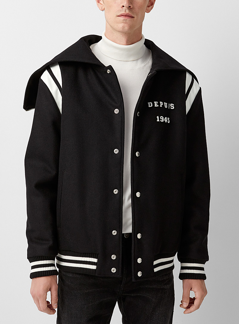 Balmain Black Varsity hooded jacket for men
