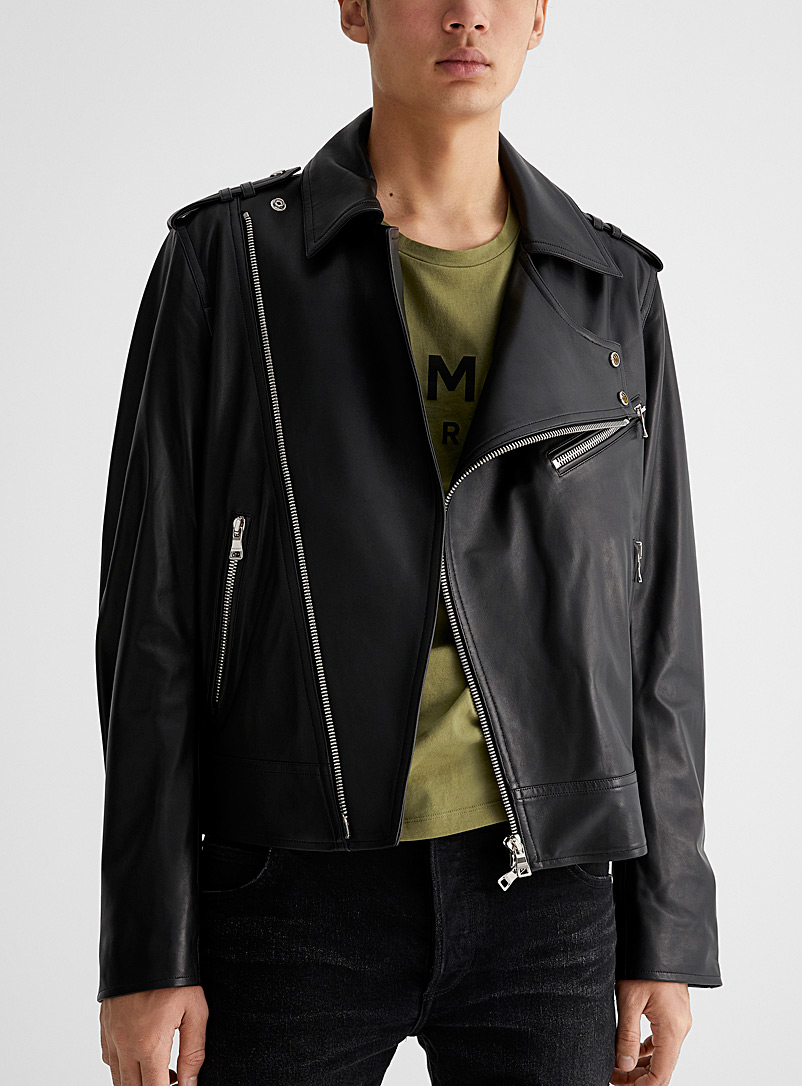 Balmain Black Leather biker jacket for men