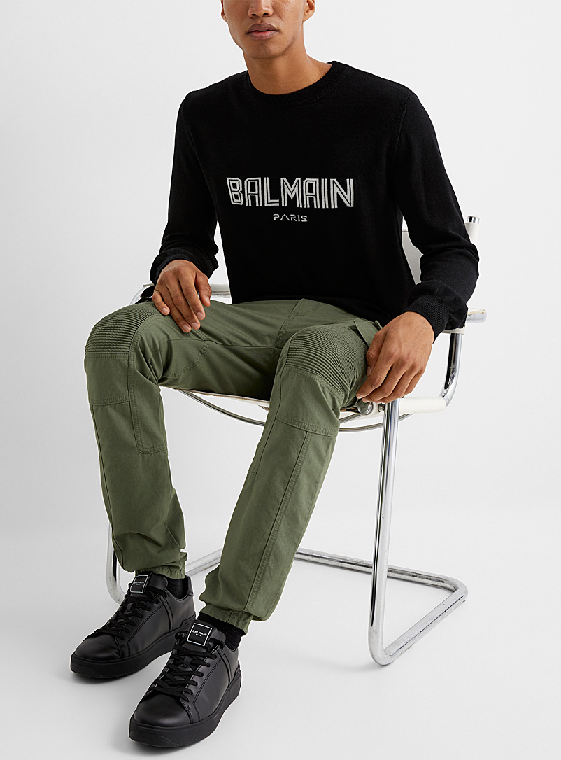 Balmain: Le pull noir signature jacquard Noir pour homme