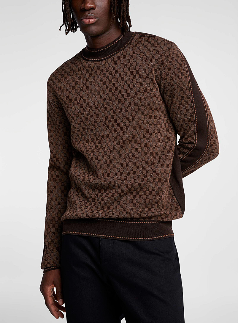 Balmain Brown Mini-monogram jacquard sweater for men