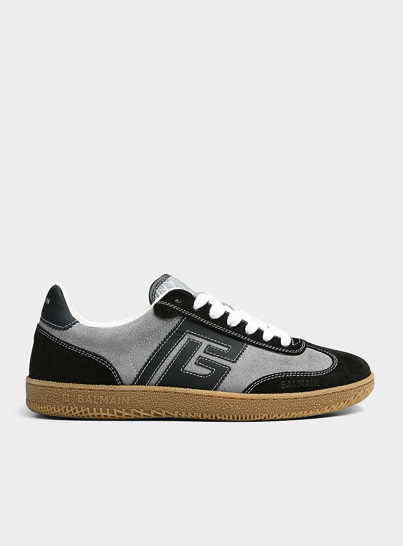 Balmain Slate Grey Swan grey suede sneakers Men for men