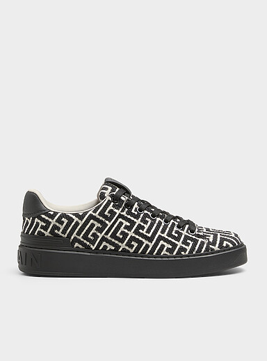 Balmain: Le sneaker monogramme jacquard Homme Ivoire et noir pour homme
