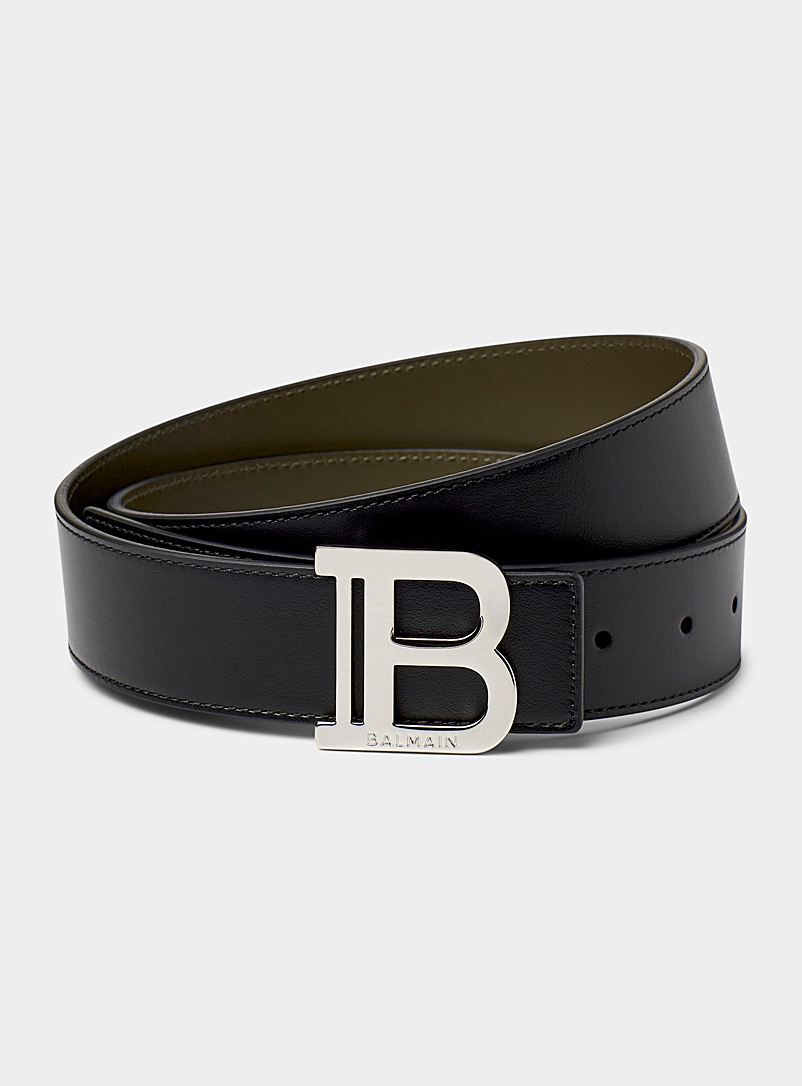 Balmain Black Logo buckle reversible leather belt for men