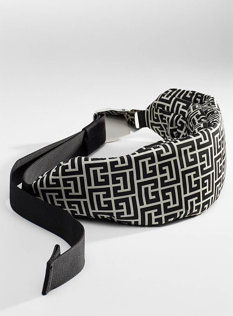 Balmain Black Nylon monogrammed belt bag for men