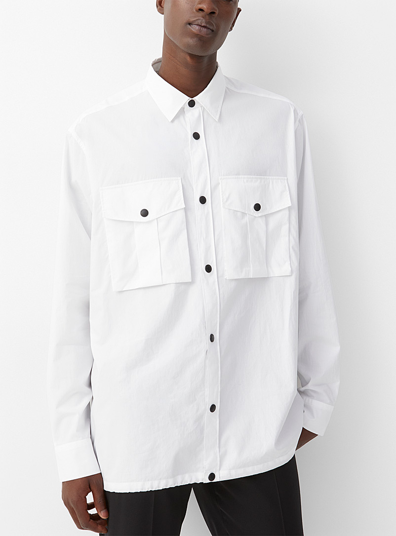 Balmain White Accent buttons utilitarian shirt for men