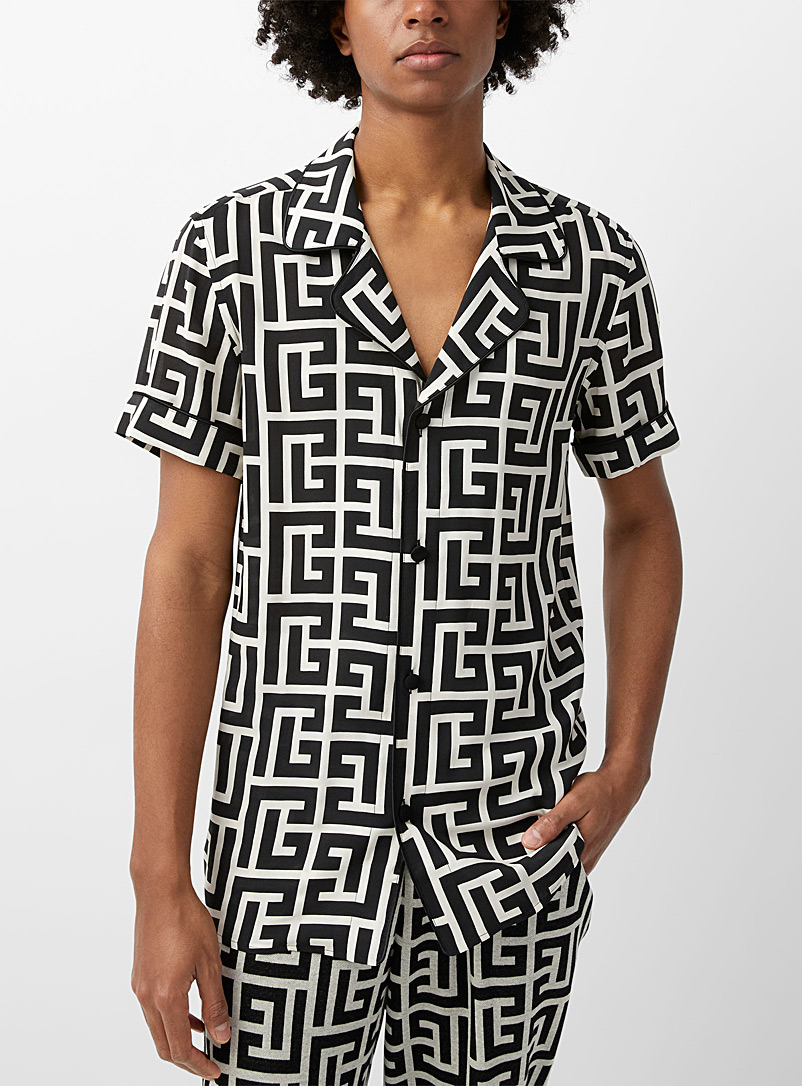 Balmain Black Monogram pattern shirt for men