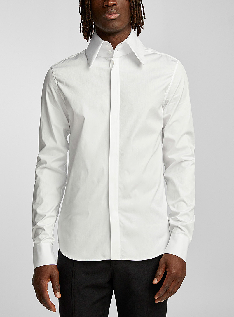 Balmain: La chemise ajustée col haut Blanc pour homme