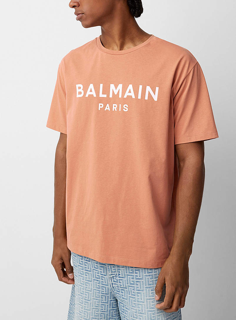 Printed signature apricot T-shirt, Balmain, Shop Men's Designer Balmain  Online in Canada