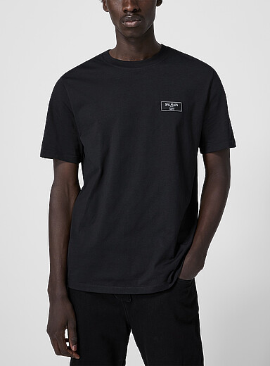 Balmain: Le t-shirt &eacute;tiquette signature Noir pour homme