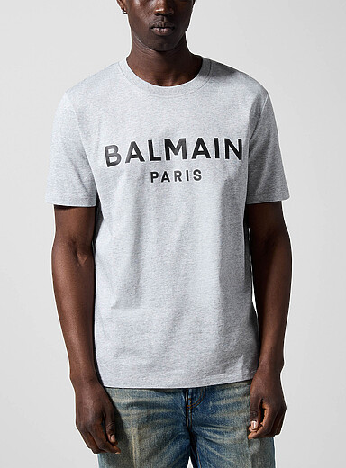 Balmain: Le t-shirt signature accent Gris pour homme