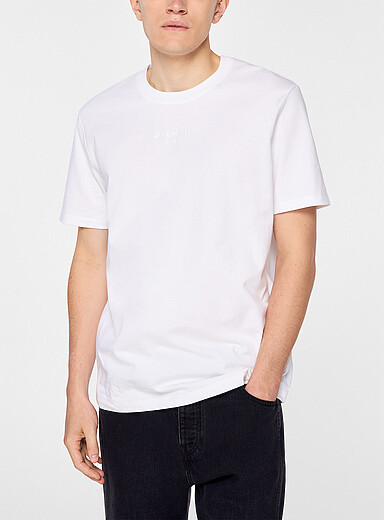 Balmain White Embroidered logo T-shirt for men