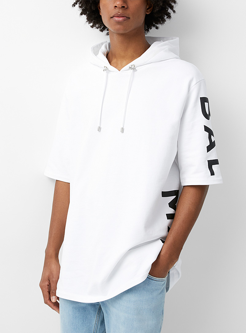Balmain White Short-sleeved signature sweatshirt for men