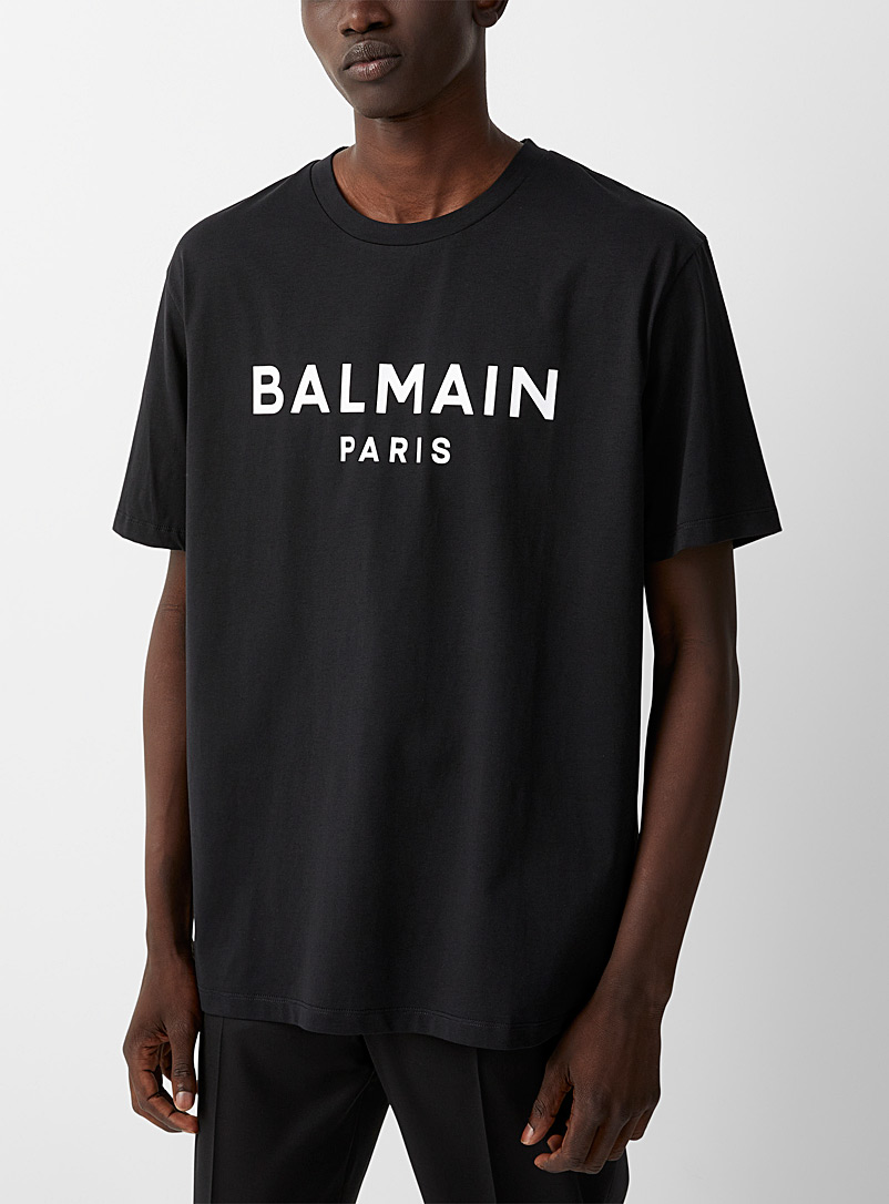Balmain Black Printed signature T-shirt for men