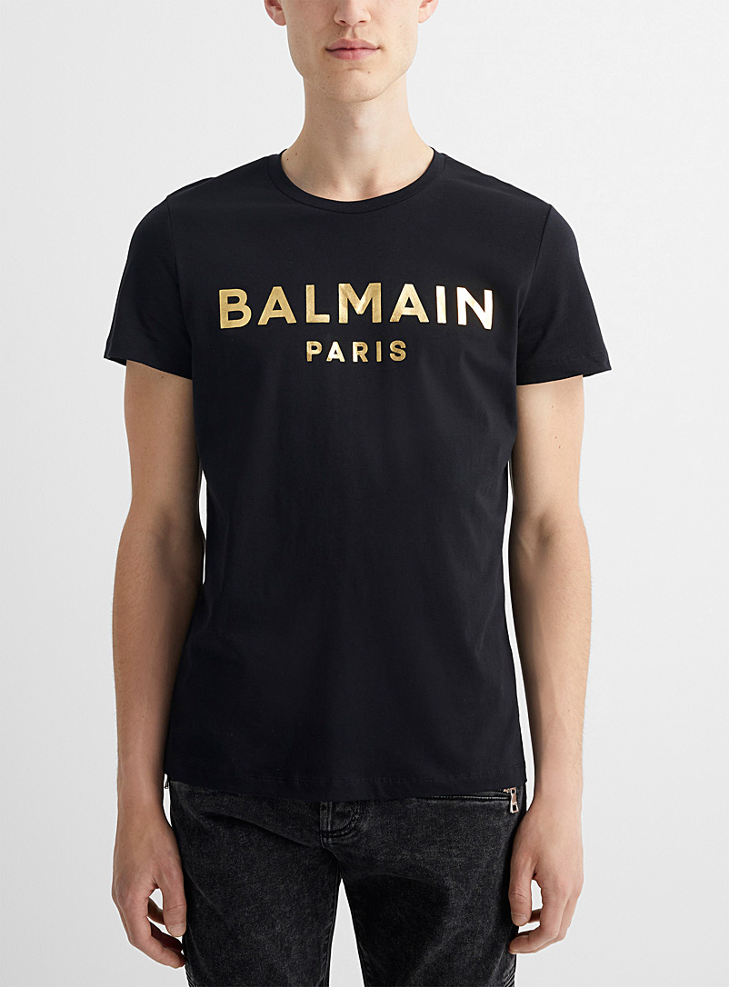 Golden signature T-shirt | Balmain | Shop Men's Designer Balmain Online ...