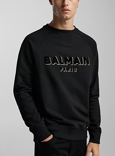 Balmain Black Golden tracing velvet signature sweatshirt for men
