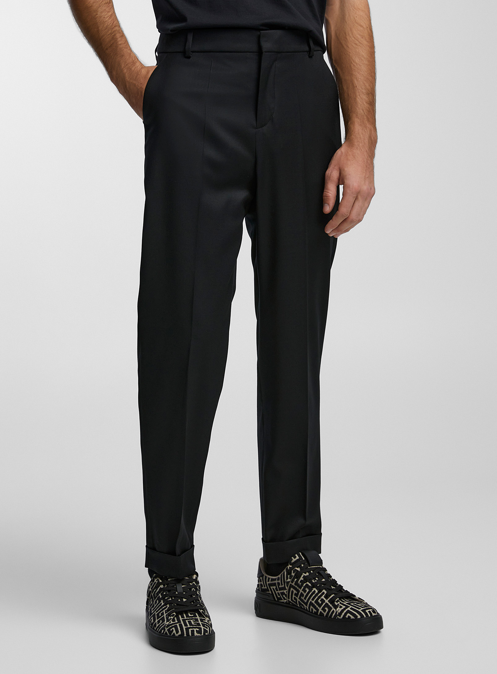 Balmain - Le pantalon lainage noir à revers