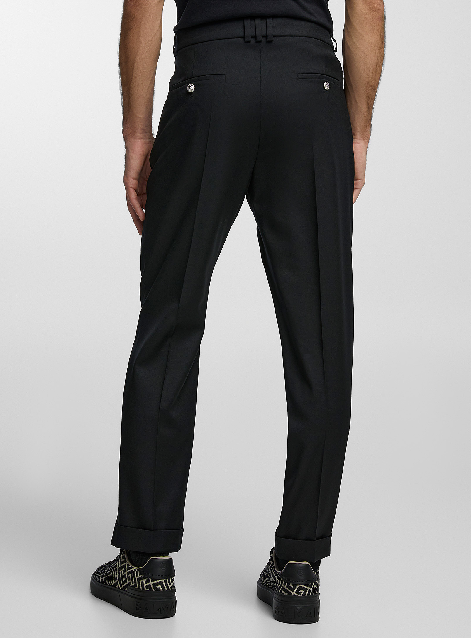 Balmain - Le pantalon lainage noir à revers