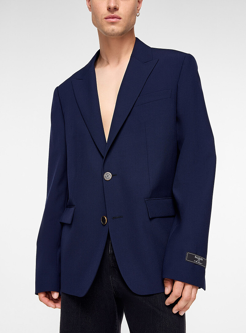 Gold-Button Navy-Blue Blazer