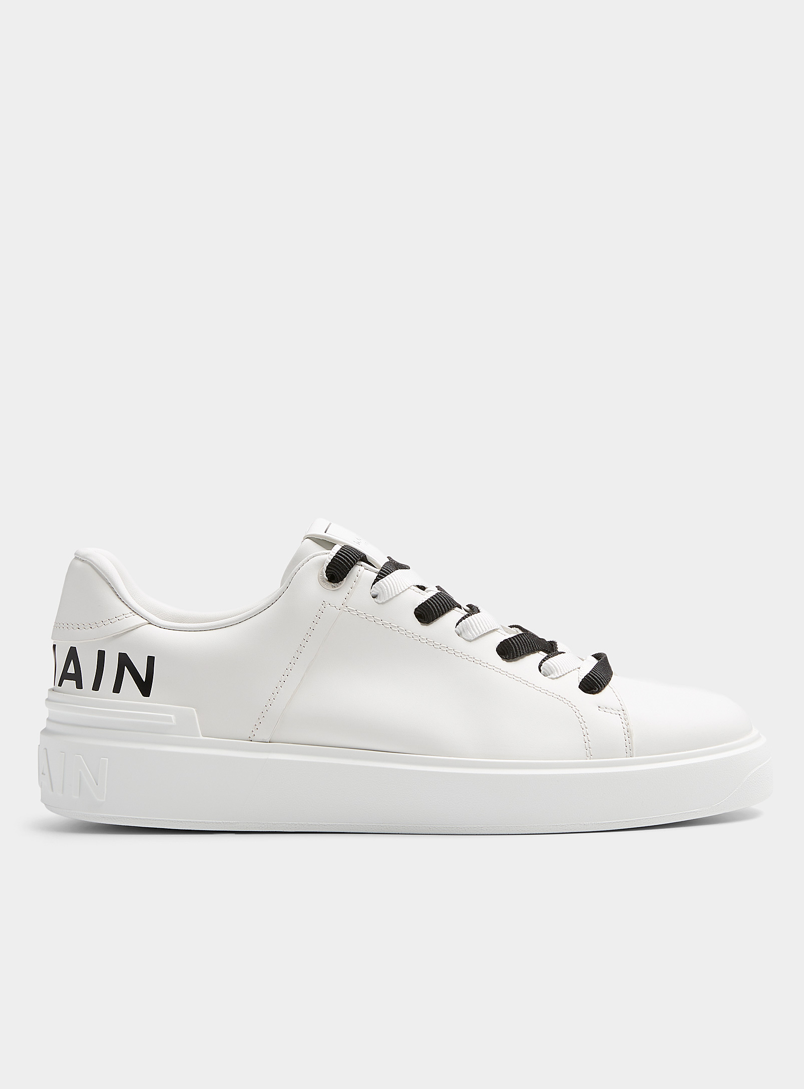 Balmain B-court Calf Leather Sneakers In White