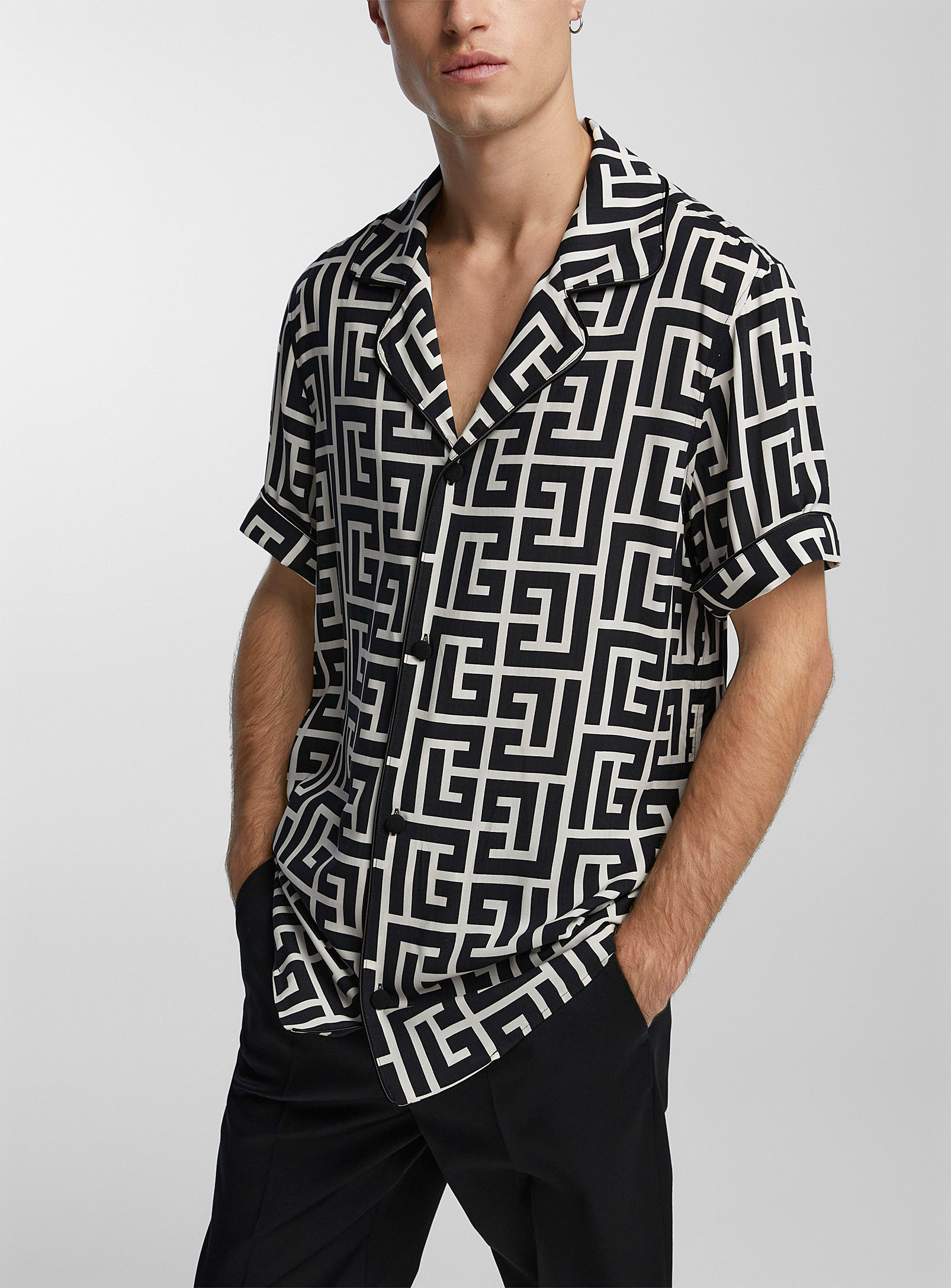 Balmain - Men's Monogram pattern flowy shirt