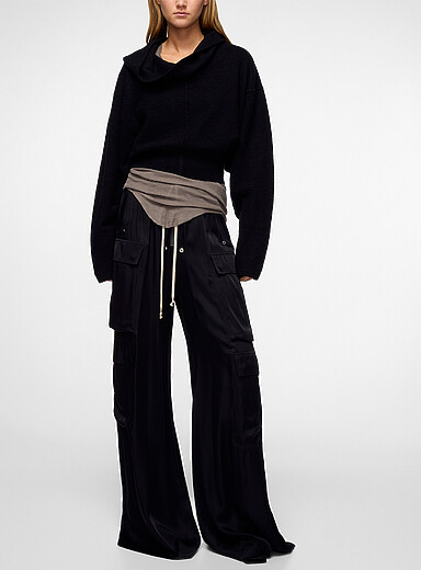 Rick Owens Black Oversized hood cashmere-blend sweater for women